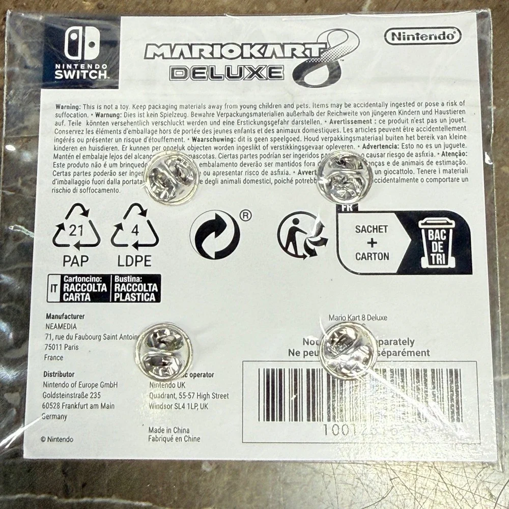 Nintendo Mario Kart 8 Deluxe Pin Set Multicolor Racing Video Game